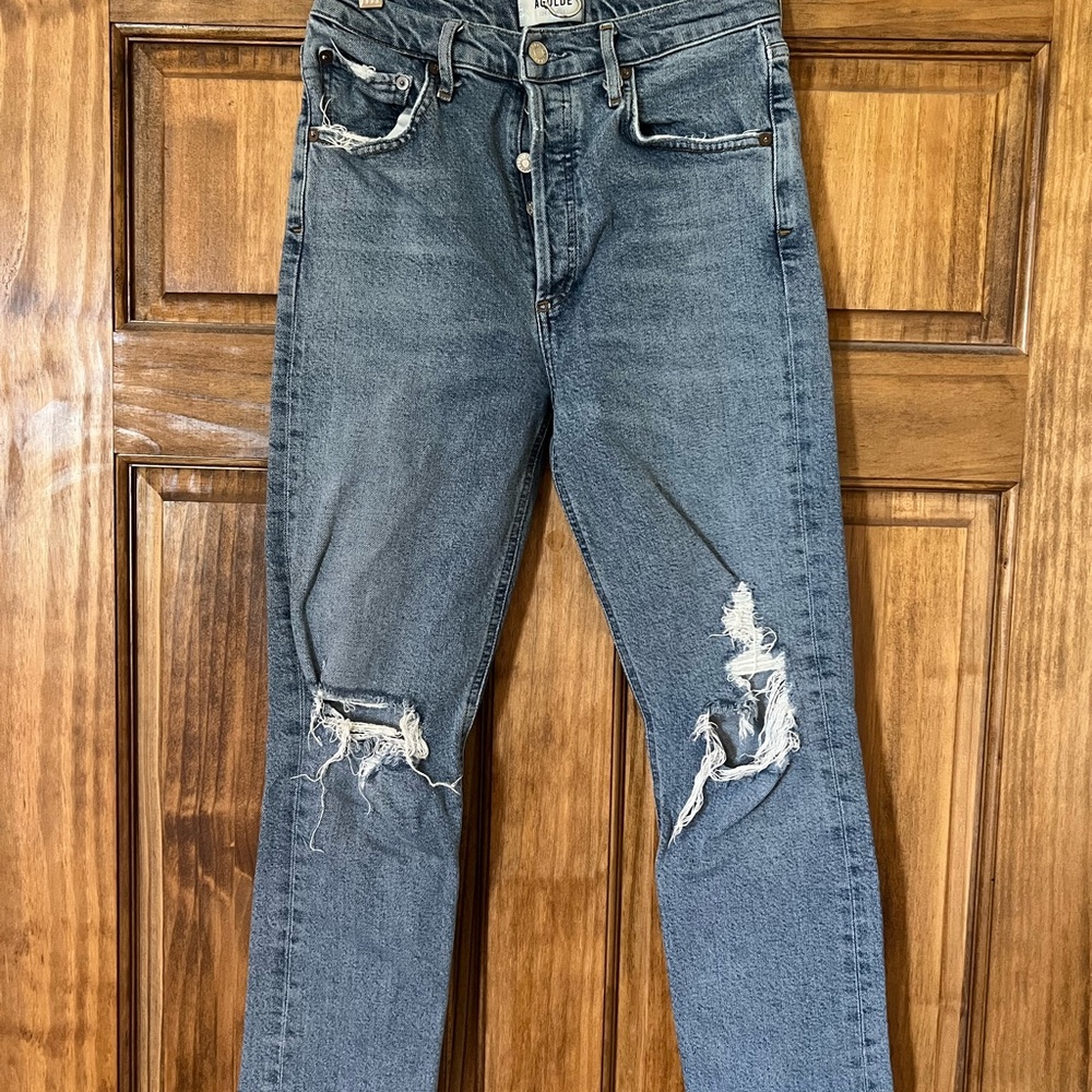 Agolde Riley Straight Distressed Jeans